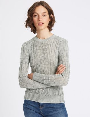 Marks and Spencer Textured Metallic Cable Knit Jumper