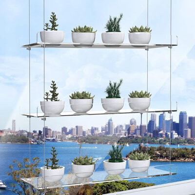 Orren Ellis Adjustable 3-Tier Hanging Window Plant Stands Clear Acrylic Indoor Garden Shelves For Herbs Succulents And Home Decor Space-Saving Design For Kitc