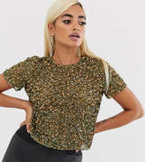 Thumbnail for your product : ASOS Petite DESIGN Petite t-shirt with sequin embellishment