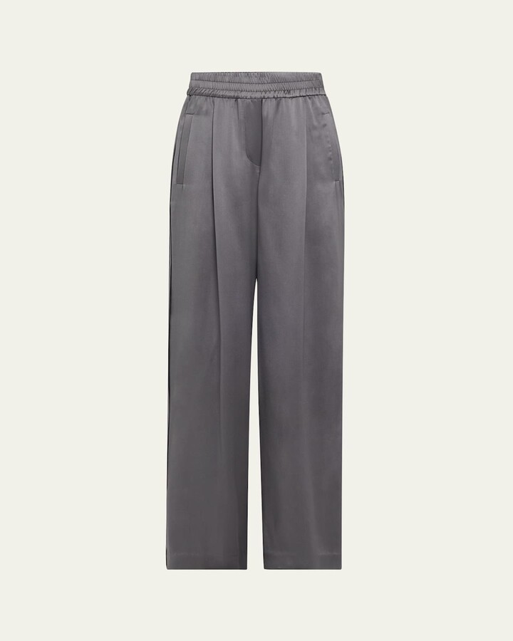 Brunello Cucinelli Sequined Satin Wide Leg Pants