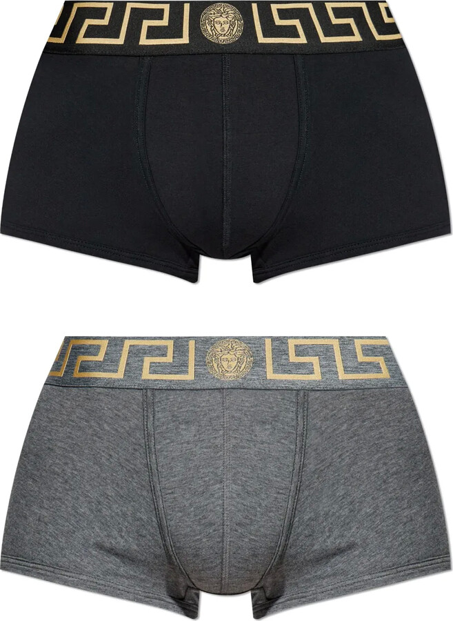 Versace Logo Cotton Boxer Briefs (Pack Of Two)