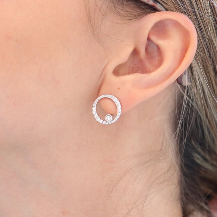 Sxuefang Ear Rings Fashion Popular Atmosphere Alloy Diamond Circle Pendant Stud Earrings 