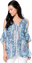 Thumbnail for your product : Wendy Bellissimo Short-Sleeve Semi-Sheer Printed Maternity Top