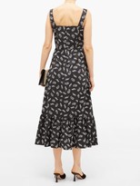 Thumbnail for your product : HVN Olympia Leaf-print Cotton-poplin Midi Dress - Black Print