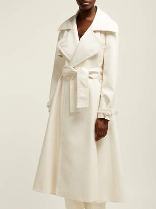 Sara Battaglia Double Breasted Faux Leather Trench Coat - Womens - Ivory