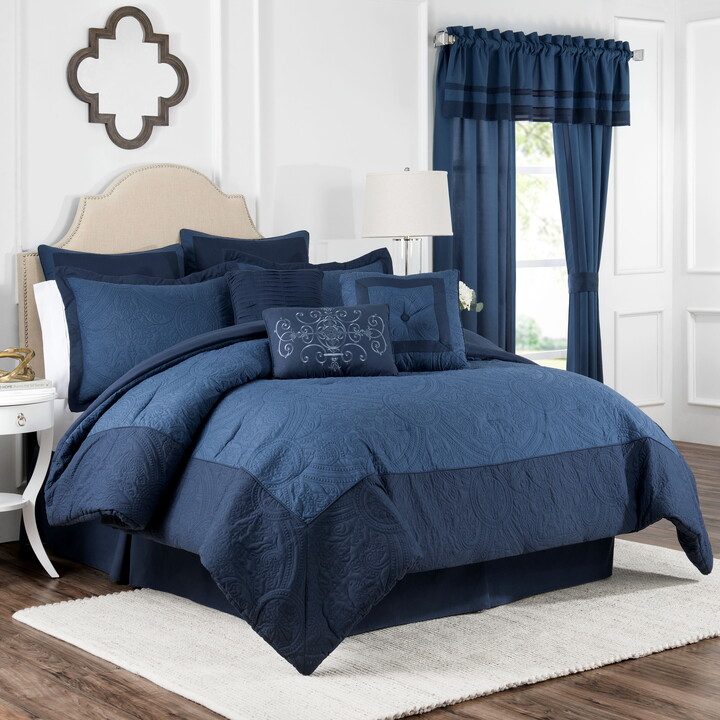Vue Bensonhurst 4 Piece Comforter Set, Full, Blue