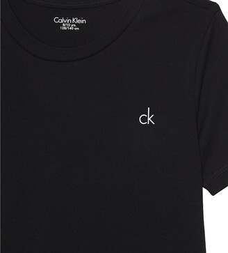 Calvin Klein Logo cotton t-shirts pack of two, Size: 10-12 years, Black/white