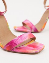 Thumbnail for your product : ASOS DESIGN Wide Fit Notice barely there heeled sandals in tropical print