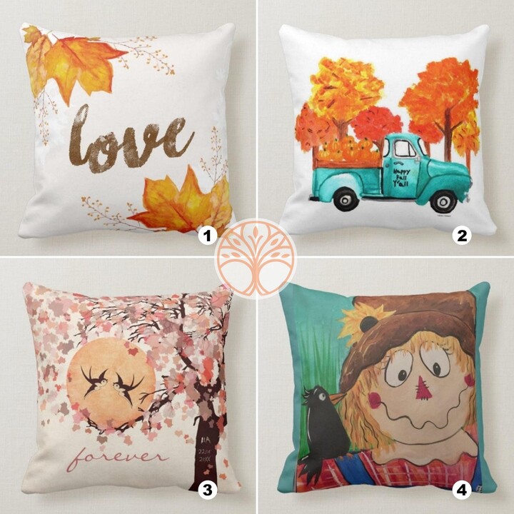 Etsy Fall Trend Pillow Cover|Autumn Cushion Case|Orange Leaves Throw Pillow|Autumn Tree Home Decor|Housewarming Sunflower Scarecrow Top