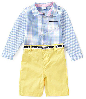 Edgehill Collection Baby Boys Newborn-24 Months Long-Sleeve Gingham Shirt & Solid Shorts Set