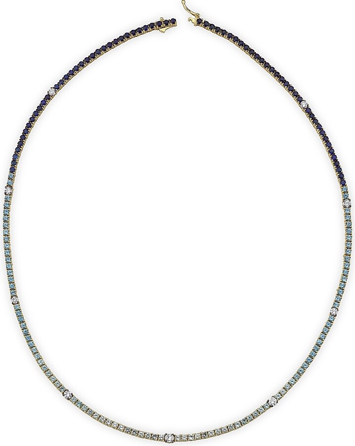 CHARMS COMPANY Women's Spin Me Round 14K Yellow Gold, Sapphire, & 0.9 TCW Diamond Tennis Necklace - Yellow Gold