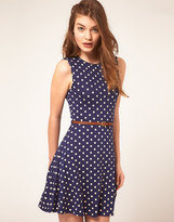 Thumbnail for your product : ASOS Sleeveless Skater Dress With Belt In Spot Print