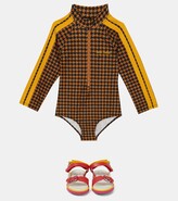 Thumbnail for your product : Mini Rodini Houndstooth rashguard swimsuit