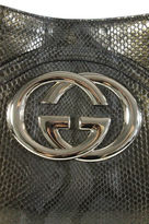 Thumbnail for your product : Gucci NEW Dark Olive Metallic Python Front Logo Britt Shoulder Handbag EVHB