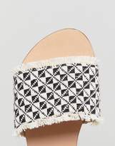 Thumbnail for your product : ASOS DESIGN Fever Wide Fit Woven Mules