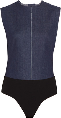 SOLACE London Benet cutout denim and stretch-jersey bodysuit