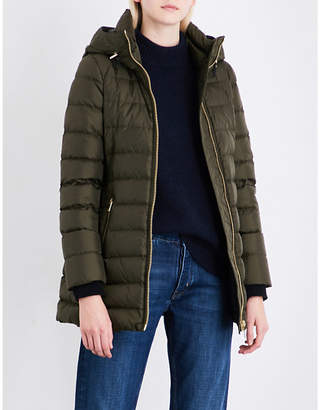 Burberry Ladies Dark Olive Exposed Zip Linefield Quilted Down and Feather-Blend Puffer Coat