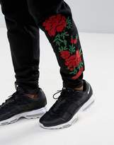 Thumbnail for your product : ASOS DESIGN Skinny Joggers with Rose Embroidery