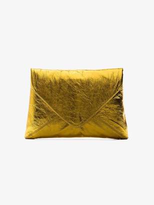 Dries Van Noten Gold envelope leather clutch bag