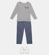 Thumbnail for your product : Bonpoint Appliqued striped cotton sweater