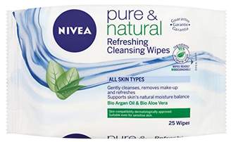 Nivea Pure and Natural Facial Cleansing Wipes, 25 Wipes - Pack of 6