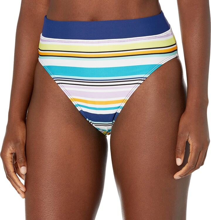 Next by Athena Womens Turn Up The Tempo Go Girl Banded Shorts Multi Swimsuit Bottoms LG 
