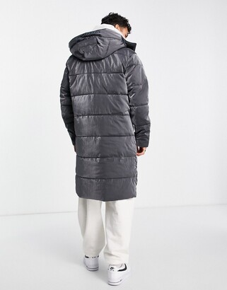 Hollister Borg Lined Heavyweight Hooded Puffer Jacket in White for