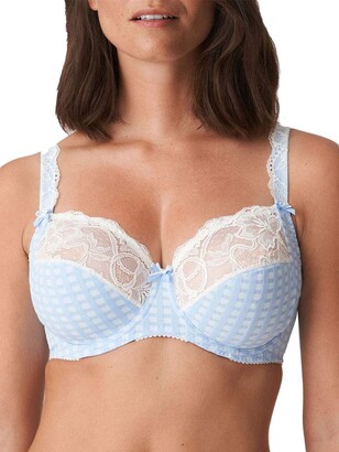 Prima Donna Primadonna Madison 0162120/0162121-BBE Women's Blue Bell Gingham Non-Padded Underwired Full Cup Bra 38E