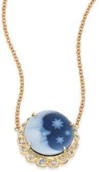 Jacquie Aiche Blue Moon & Stars Diamond & 14K Yellow Gold Cameo Necklace