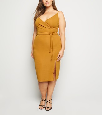 New Look Just Curvy Ribbed Wrap Dress