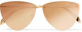 Alexander McQueen - Aviator-style Rose Gold-tone Mirrored Sunglasses - one size