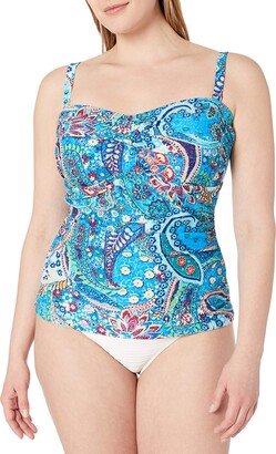 Chaps Women's Standard Twist Shirred Bandini Tankini Swimsuit Top -  ShopStyle