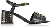 Roberto Cavalli Black Leather Studded Sandals