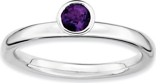 Black Bow Jewelry Co. BlackBowJewelryRhodiumPlatedSterlingSilverHighProfile4mmAmethystRingSize6