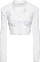 Thumbnail for your product : Balmain Cropped cotton poplin corset top