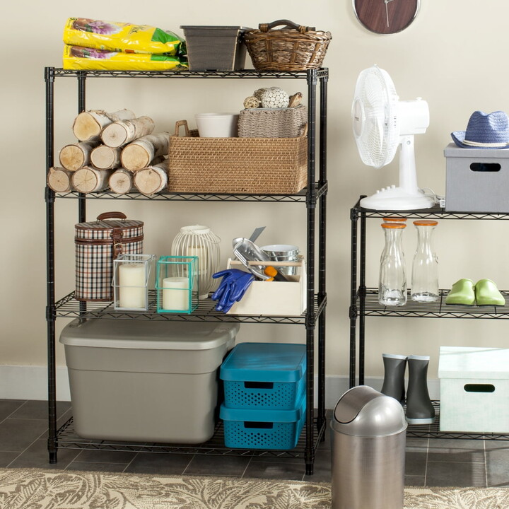 SAFAVIEH Bravo 4-Tier Chrome Wire Shelf Black