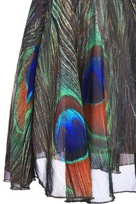 ﻿Golden Sequin "Bandeau Peacock " Dress