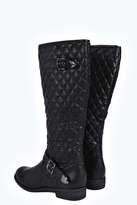 Thumbnail for your product : boohoo Nancy Quilted Buckle Trim Knee High Boot