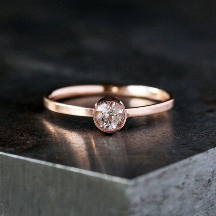 Etsy Rose Gold Morganite Ring Soft Pink Gemstone 14K Band Ring