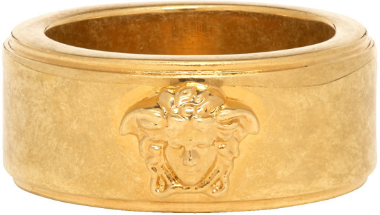 Versace Gold and Black Logo Ring - ShopStyle Jewelry