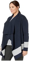 Thumbnail for your product : Lauren Ralph Lauren Plus Size Color-Blocked Cotton Cardigan (Lauren Navy/Pearl Grey Heather) Women's Clothing