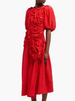 Thumbnail for your product : Simone Rocha Ruched Silk Crepe De Chine Midi Dress - Womens - Red