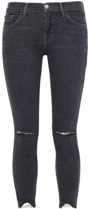 J Brand Cropped Distressed Low-rise Skinny Jeans