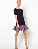 Thumbnail for your product : Louise Amstrup Navy Strut Dress with Pink Net Frilled Hem