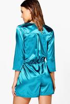 Thumbnail for your product : boohoo Petite Holly Satin Playsuit