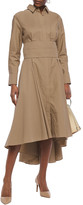 Thumbnail for your product : Brunello Cucinelli Belted Bead-embellished Crinkled Cotton-blend Poplin Midi Dress