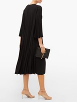 Thumbnail for your product : Valentino Back-pleated Crepe Midi Dress - Black