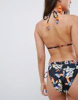 Thumbnail for your product : ASOS DESIGN recycled tie side tassel frill bikini bottom in wild tropical print
