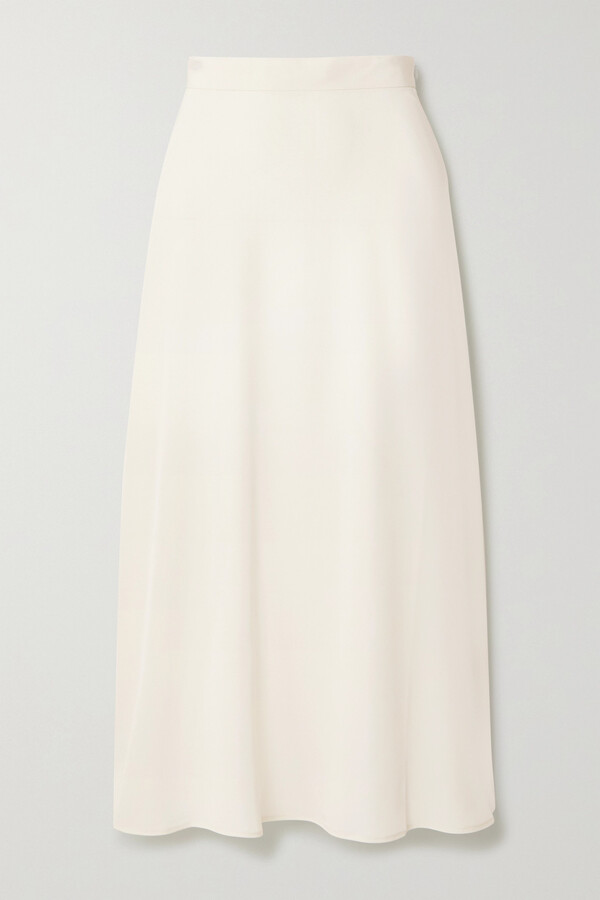 Co Satin Midi Skirt - Ivory - ShopStyle