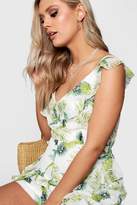Thumbnail for your product : boohoo Plus Pineapple Print Frill Playsuit
